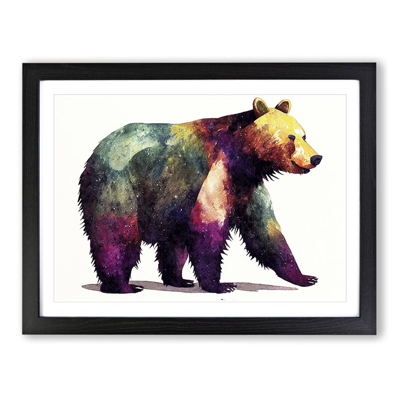 Watercolour Bear Vol.4 Abstract - Framed Print, Black Framed, 34cm H x 46cm W x 2cm D