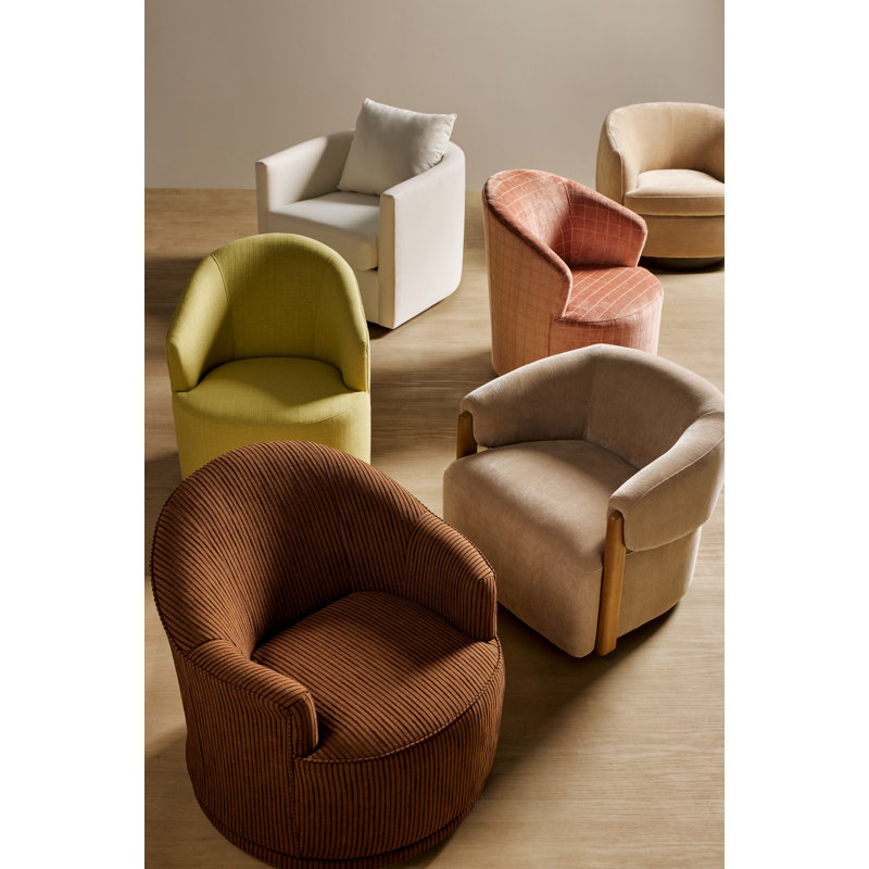 Fauteuil demi-tonneau pivotant rembourré Marcy, Capri Wicker Chenille/Black