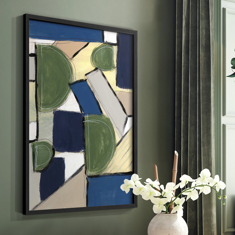 «Spatial Mix I», reproduction encadrée - bois massif, Cadre simple noir, H 14 po x l 11 po