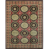 Coral Handwoven Wool Rosette Medallions Geometric Modern Contemporary Carpet Rug