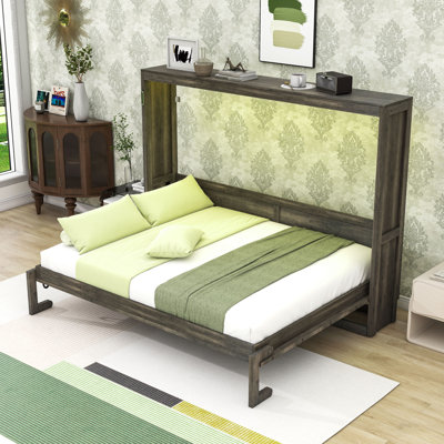 Wood Murphy Bed with LED Light