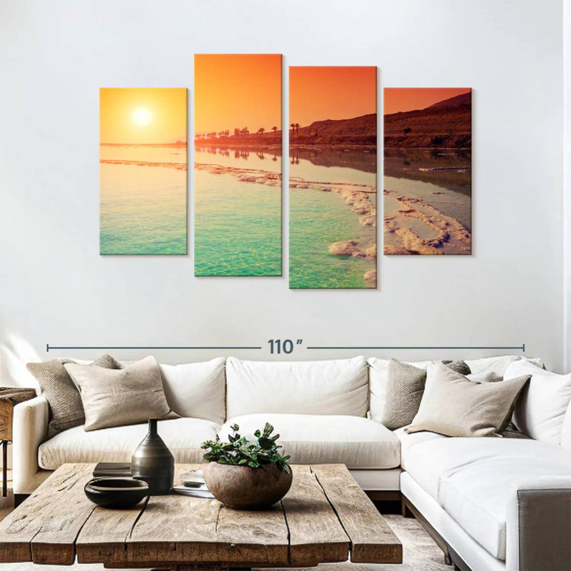Lever de soleil sur la mer Morte Gillard, H 54 po x l 84 po