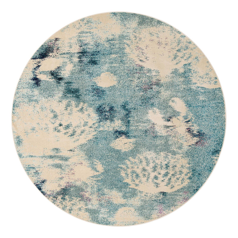 Tapis bleu clair Esposito, Rond 3 pi 3 po