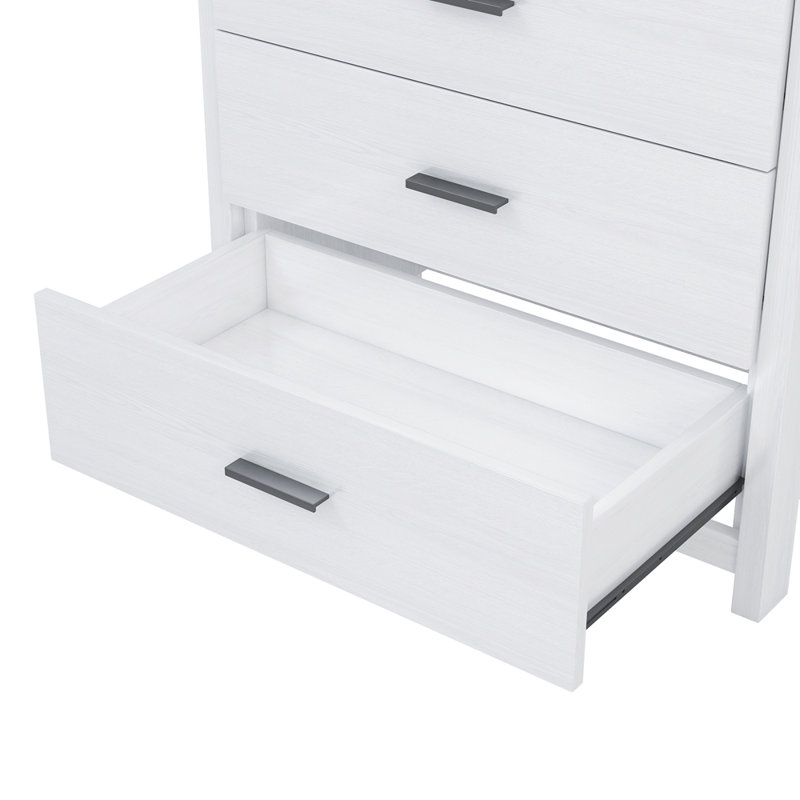 Commode 5 tiroirs style rétro American Country, Blanc