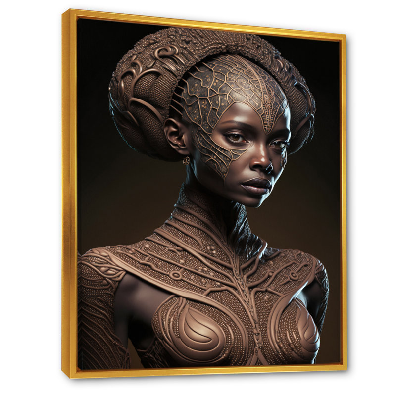 Croll Tribal African Woman IV sur impression sur toile, H 40 po x l 30 po x P 1,5 po, Cadre flottant doré