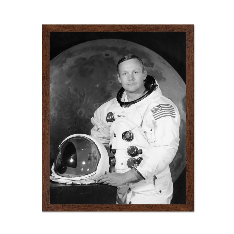 Neil Armstrong, Poster, 18"H x 24"W, Brown Framed