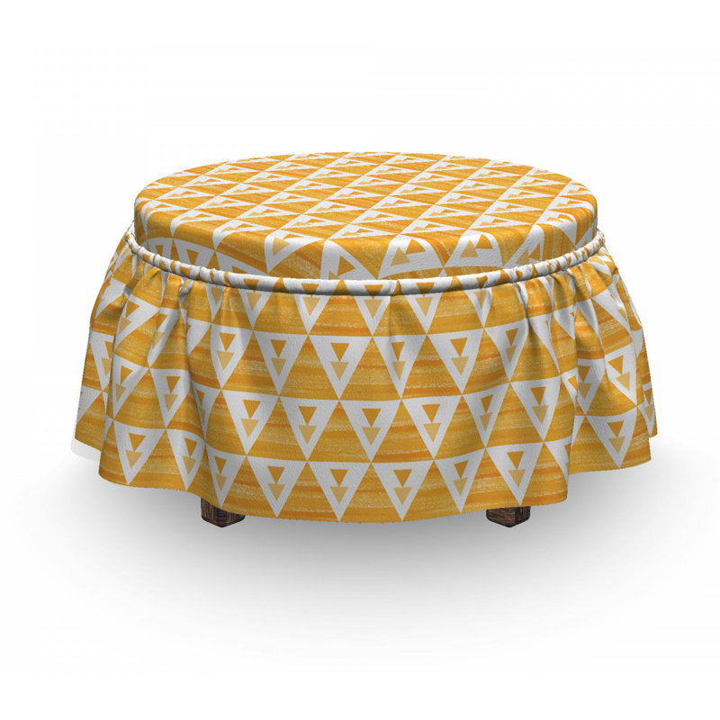 Housse pour triangulaire abstrait repose-pieds, Orange de triangles abstraits / blanc