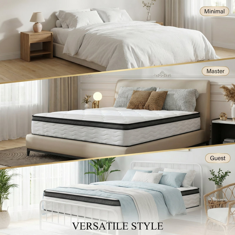 12 Inch Queen Hybrid Mattress in a Box with Individually Wrapped Pocket Coils & Memory Foam, Medium Firm, Pressure Relief & Breathable Bamboo Cover, CertiPUR-US & OEKO-TEX Certified