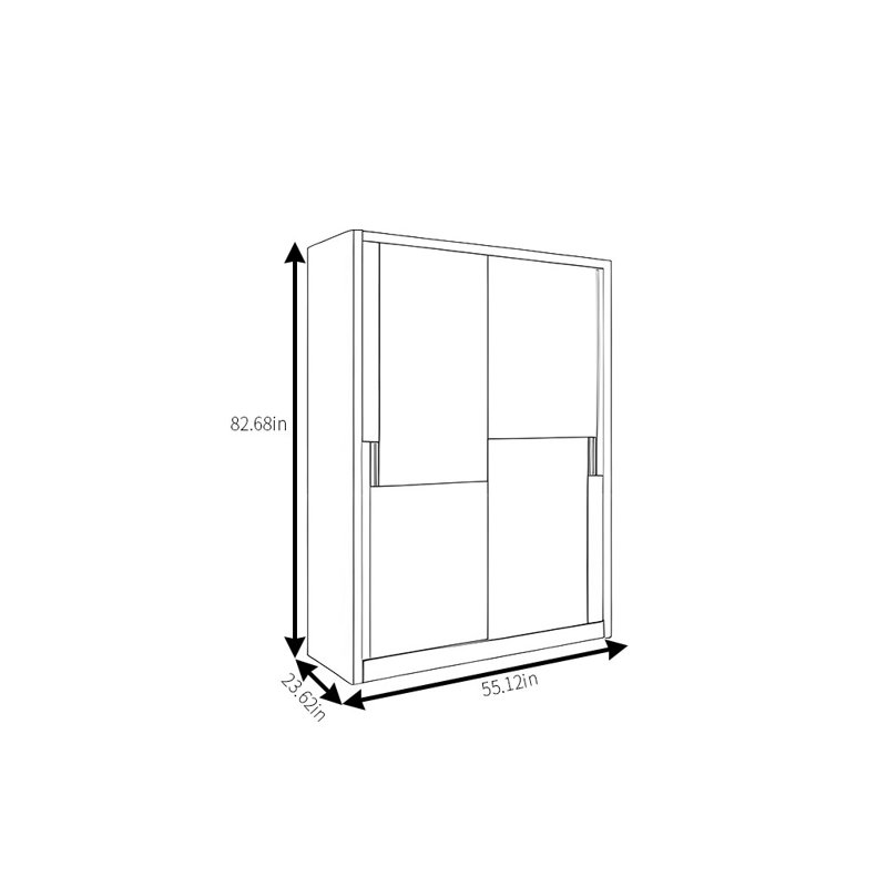 Armoire moderne à porte coulissante simple, H 82,68 po x l 55,12 po x P 23,62 po