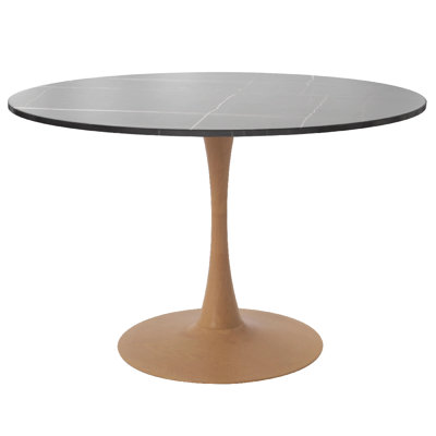 Table de salle à manger Bristol de 40 po avec plateau en pierre frittée et piédestal en acier pour cuisine et salle à manger modernes Bristol