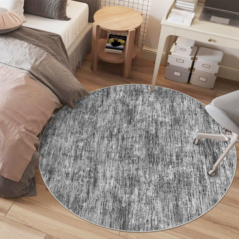 Washable Solid Color Textured Thin Indoor Rug, Low Pile Area Rug with Soft Surface, Non Slip Backing, Easy Clean Design for Living Room, Bedroom, Dorm, Home Office