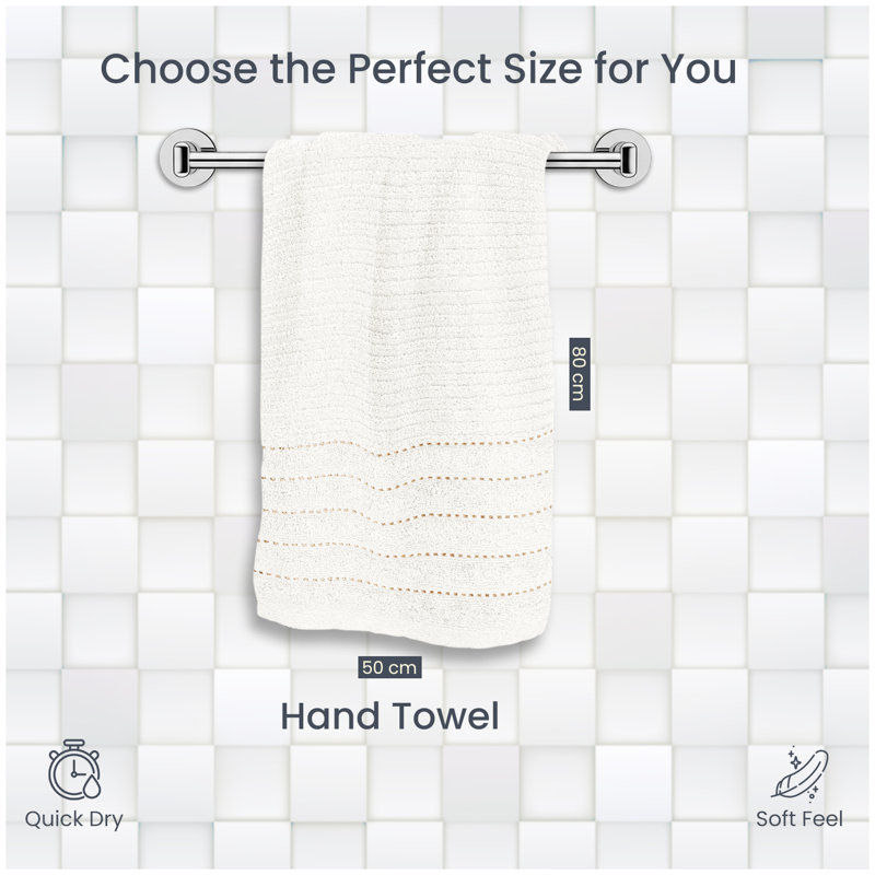 Premium Ribbed Cotton Bathroom Towel Collection, Soft & Plush, Fast Absorbing Hand, Bath Towels & Bath Sheets - 2 Pack, White