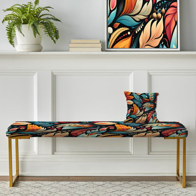 Artistic Nomad Boho Pattern - Boho Upholstered Gold Bench