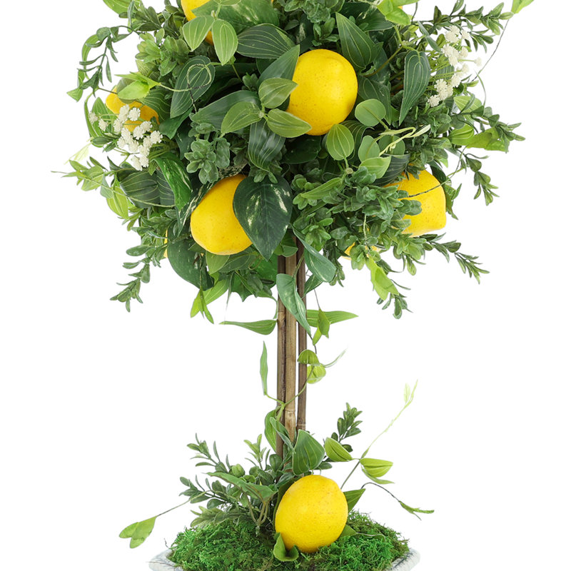 Artificial Lemon Topiary in Decorative Pedestal Vase