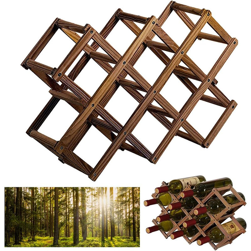 Friedler Tabletop Wine Bottle & Glass Rack Brown