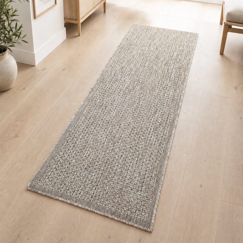 Non Slip Plain Solid Rug Flat Weave Kitchen Living Room Carpet, Taupe Brown, Rectangle 67 x 120 cm