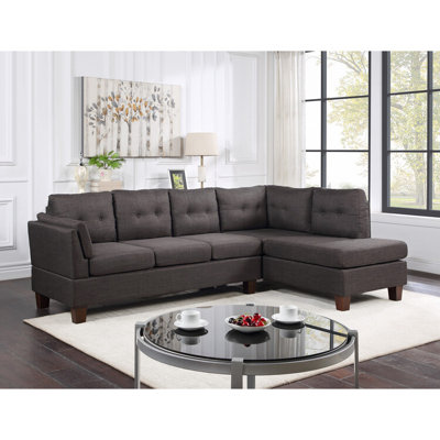 Sweeting Urban Upmarket Linen Modern Sectional Sofa With Right Facing Chaise