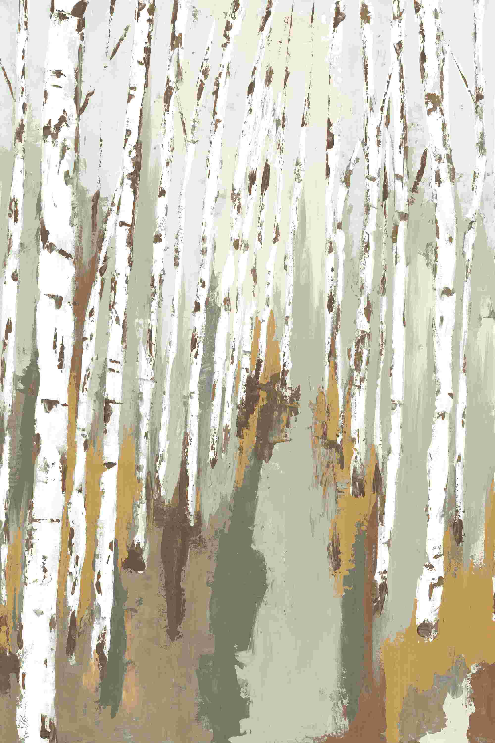 Millwood Pines Sage Neutral Birch Trees - Wrapped Canvas Textual Art ...