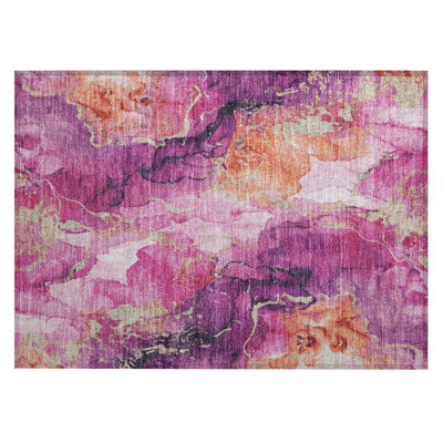 Machine Washable Indoor/Outdoor Xhevrie Garnet Rug