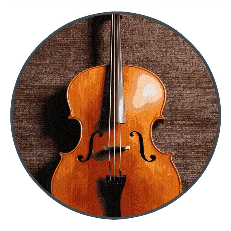 Washable Cello Music Area Rug, Round 5'