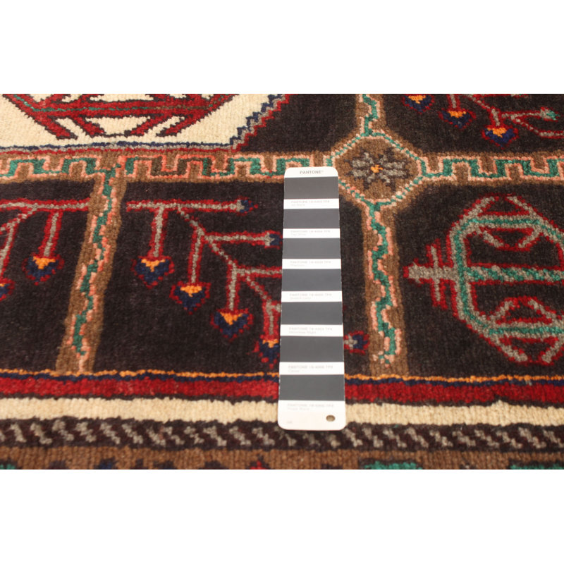 Tapis noir noué à la main de conception unique 4 pi 5 po x 6 pi 9 po Jion
