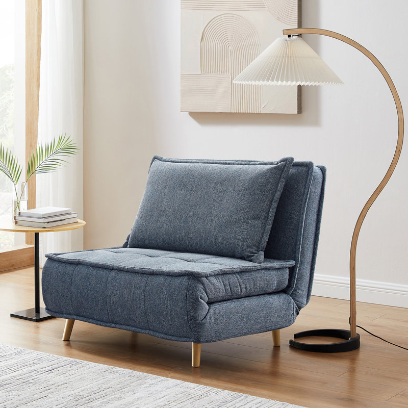 Mikell Upholstered Convertible Sleeper Accent Chair, Blue