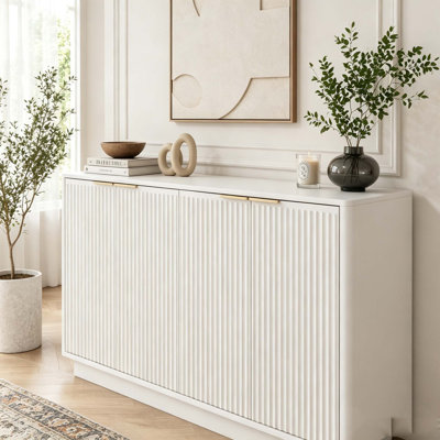 Modern Buffet Cabinet with Storage, Fluted Sideboard Large Buffet with Adjustable Shelves