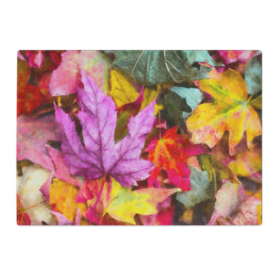 Tempered Glass Colourful Autumn Leaves Chopping Board