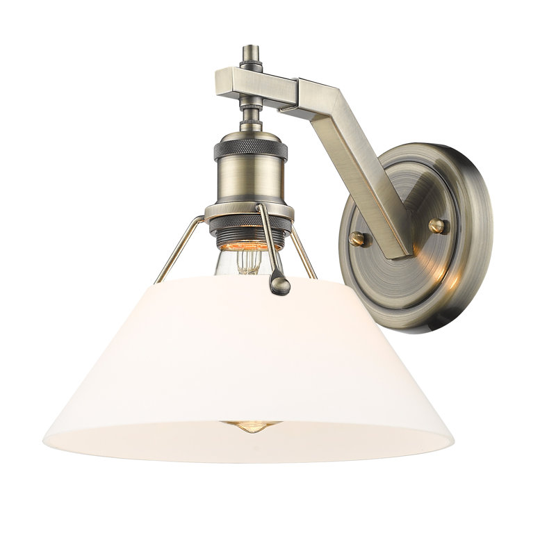 Weatherford Steel Spotlight, Aged Brass, Opal Glass