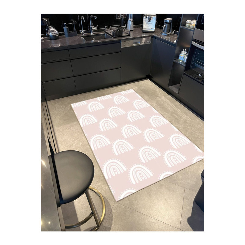 Tapis rose lavable à la machine, Sous-tapis rond 3 pi 11 po inclus