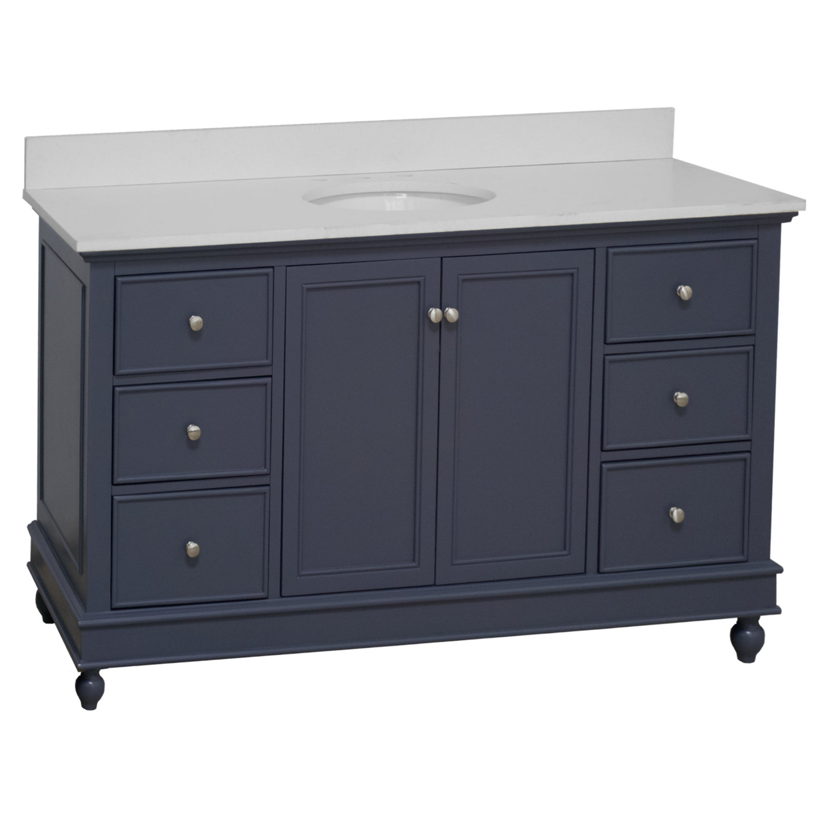 Ferdinand 60'' Single Bathroom Vanity, Quartz, Marine Gray