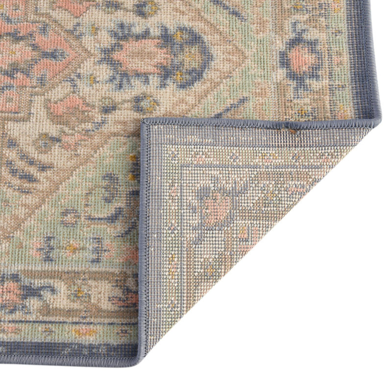 Tapis oriental vert / rose Orcon, Tapis de couloir 2 pi x 8 pi