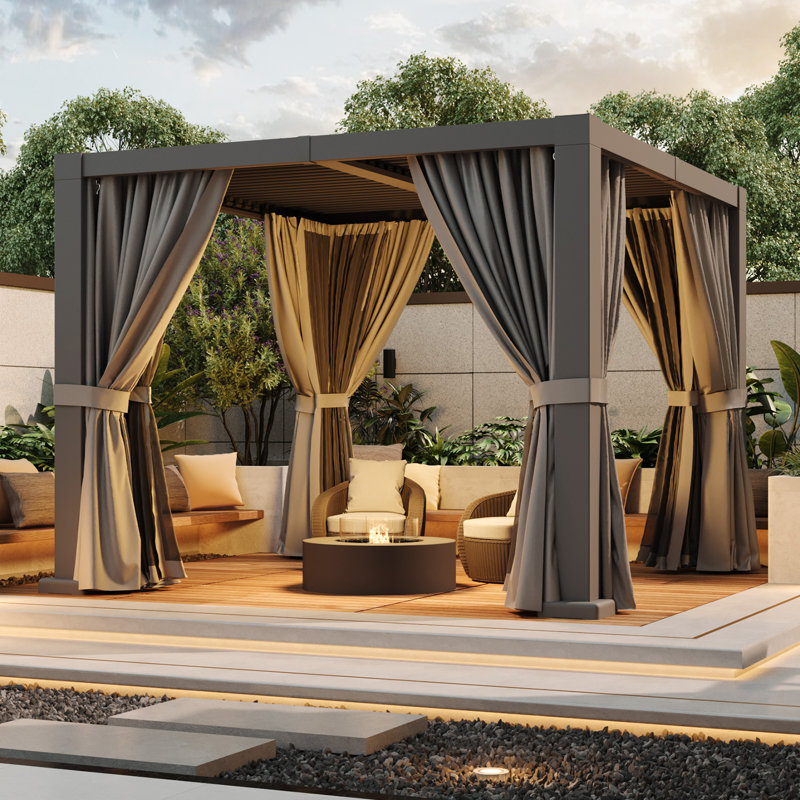 10 Ft. W x 10 Ft. D Outdoor Pergola, Louvered Pergola, Aluminum Pergola for Patio