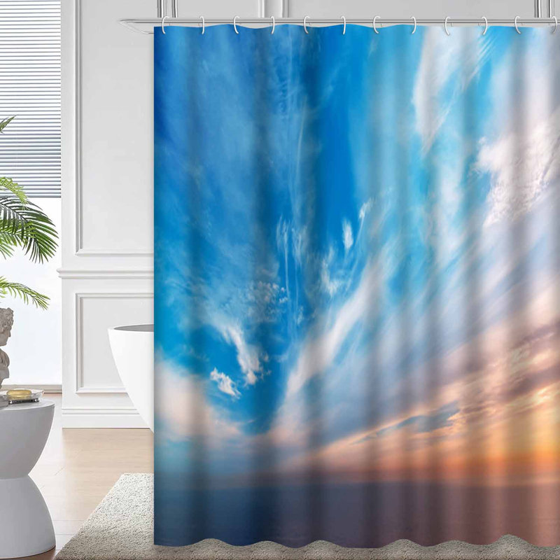 Rideau de douche avec 12 crochets Blue Sky Sunset, L 72 po x l 84 po