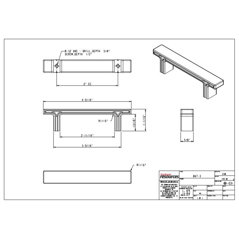 Anwick Bar Pull, Polished Nickel, 9"
