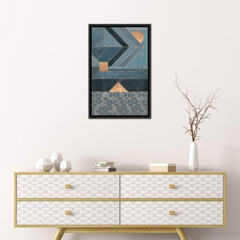 « scandinavie blue » par elisabeth fredriksson-impression sur image, H 60 po x l 40po x P 1,5 po, Toile avec cadre noir