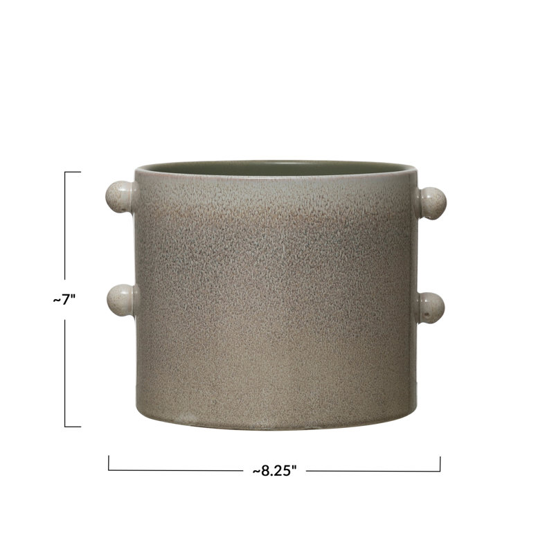 Elegant Cream Stoneware 9.75'' Round Indoor Planter