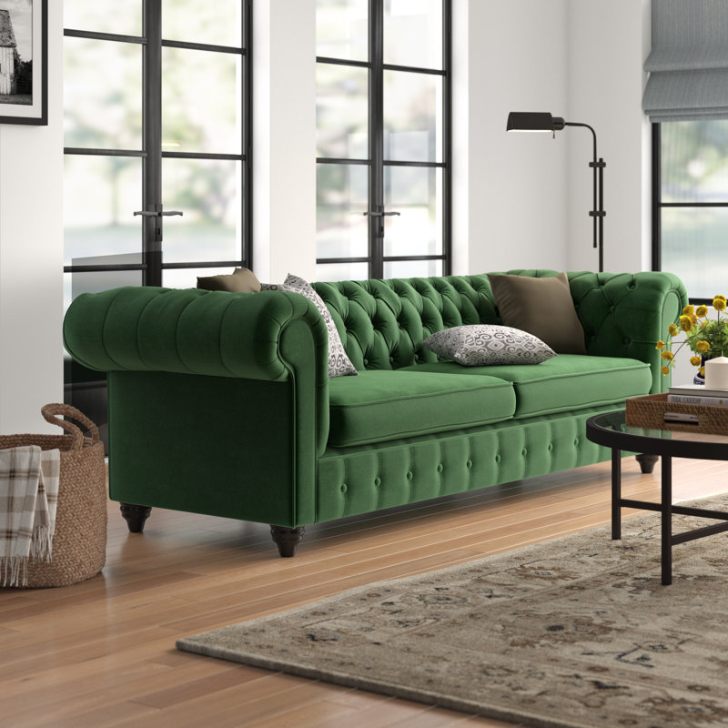 Alsey 3 Seater Sofa, 76" H x 244" W x 92" D, Dark Green
