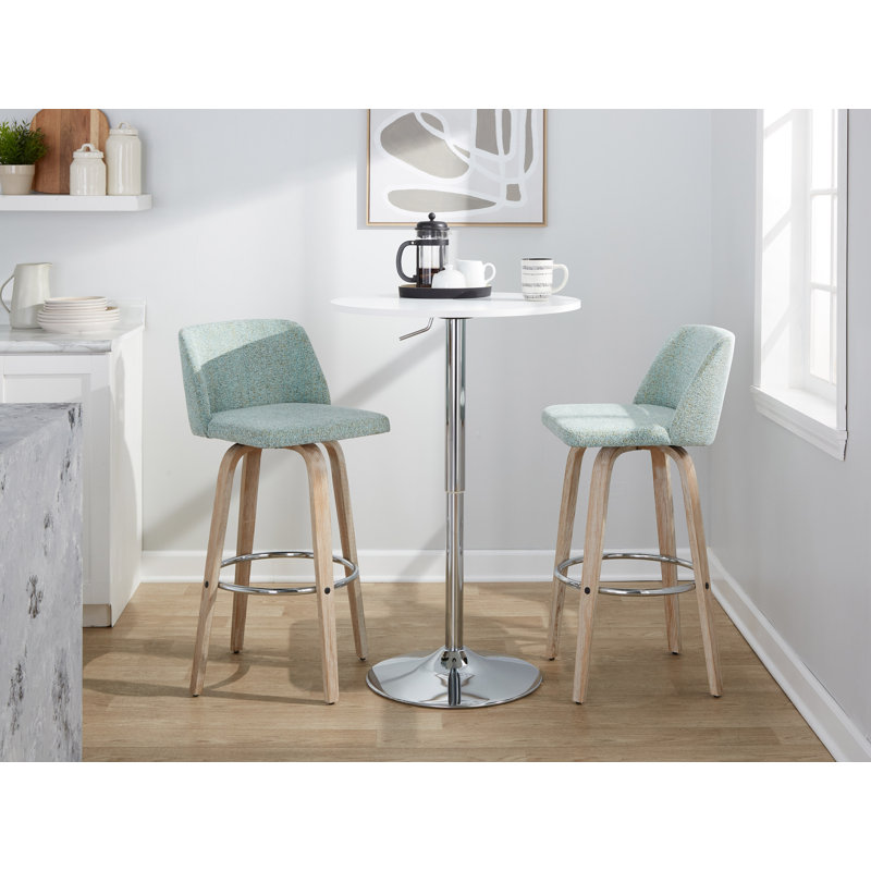 Toriano Swivel Upholstered Counter Stool, Natural/Chrome, Gray Noise Faux Leather, Bar Stool (29.5" Seat Height)