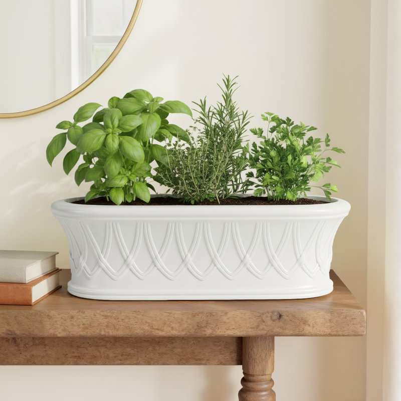 White Classic Oblong Ceramic Cachepot