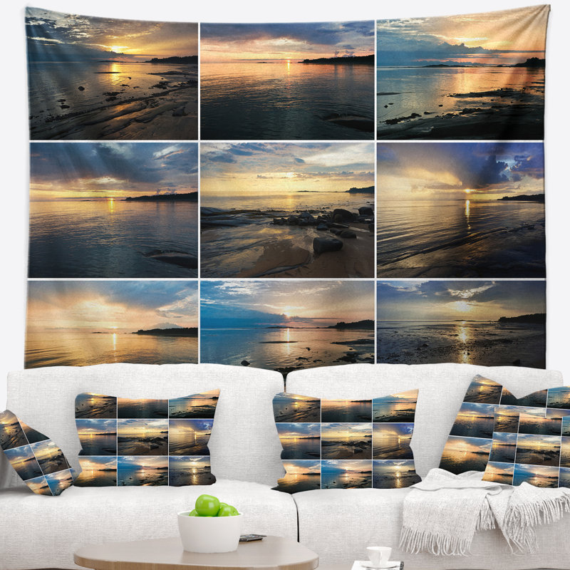 Tapisserie paysage paysage coucher de soleil, H 68 po x l 80 po