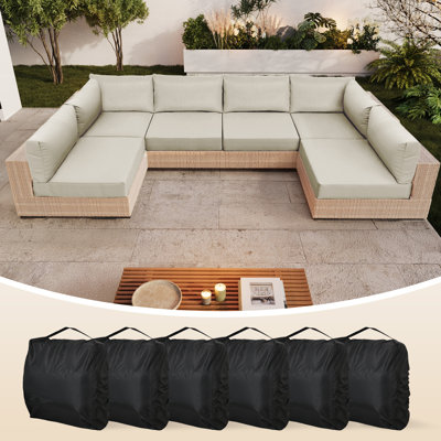 14 Piece Set Of Outdoor Replacement Cushions, For Patio Furniture, Waterproof, Stain Resistant, Fade Resistant, Heat Pressing TPU, Outdoor Olefin Fabric, Suitable For 6-Seater Sofa Cushions, Gray