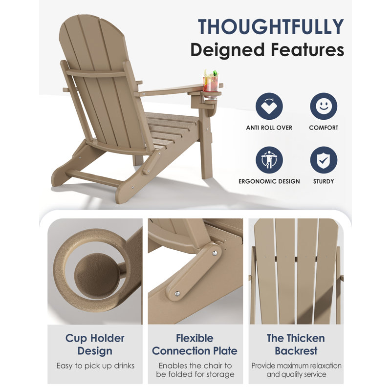 Lutie Foldable Outdoor Adirondack Chair, Coffee