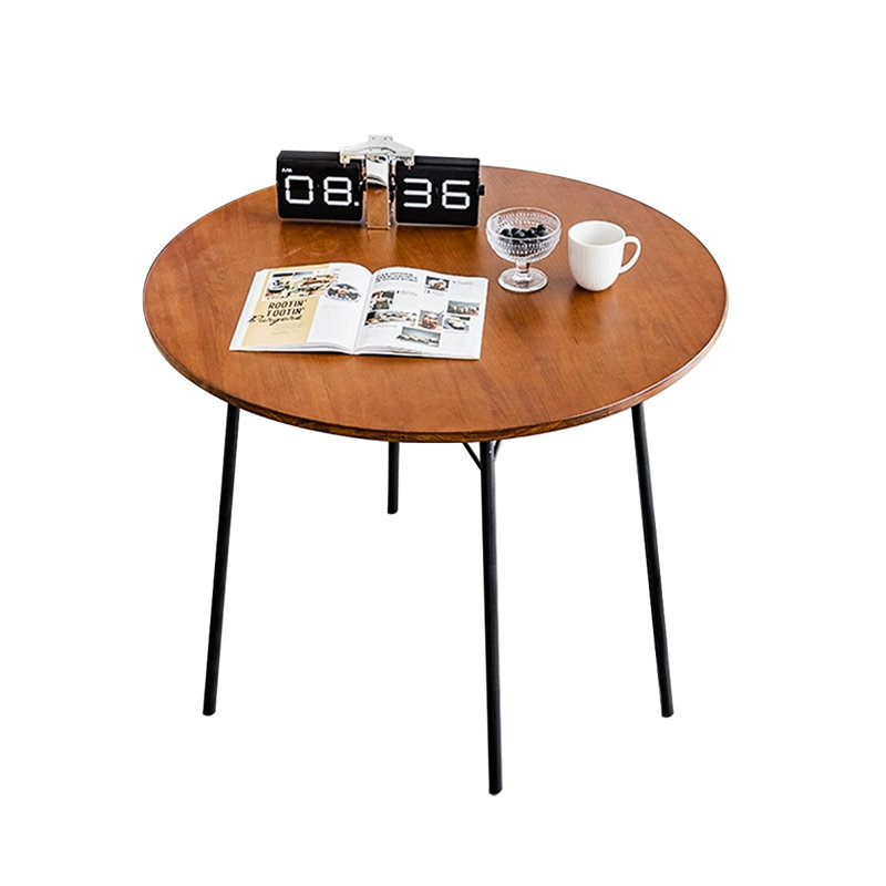 Nut-brown Round Solid Wood Dining table, Nut Brown/Black, 29.53"H x 43.31"L x 43.31"W