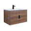 Meuble-lavabo mural 30 po avec lavabo en céramique | Armoire flottante, portes à fermeture en douceur et contreplaqué résistant à l'eau - Noyer brun