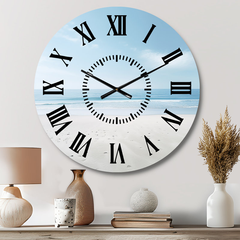 Minimalisme Beachside Serenity - horloge murale, Médium