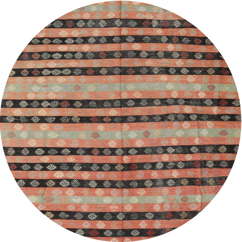 Tapis rose/noir contemporain, Rond 4 pi