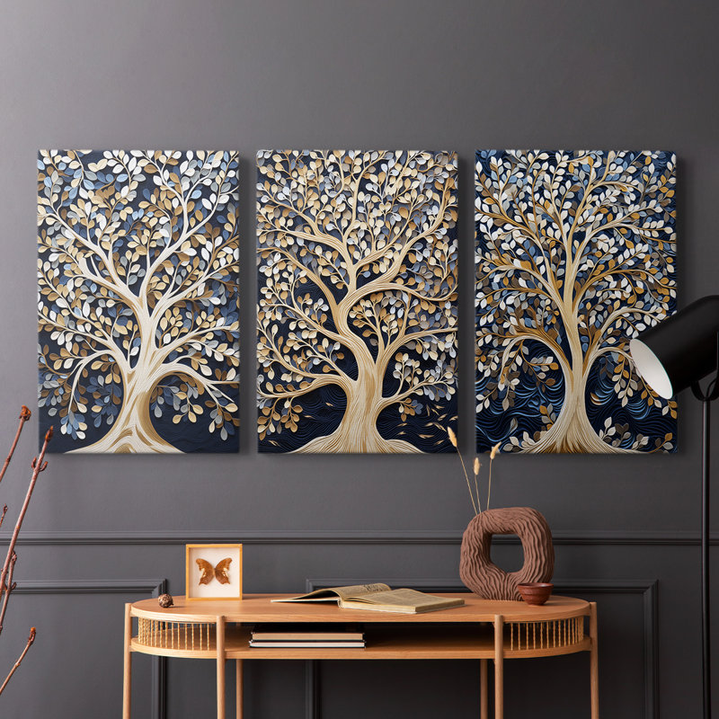 Lanscape Study  Series  XLIX  -Set Of 3 Gallery Wrapped Canvas -Ready to Hang, 27" H x 18" W
