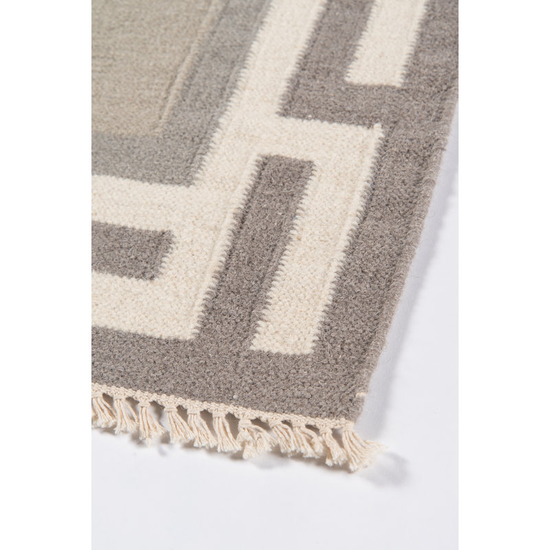 Thompson Wool Geometric Area Rug in Gray, Rectangle 7'6" x 9'6"