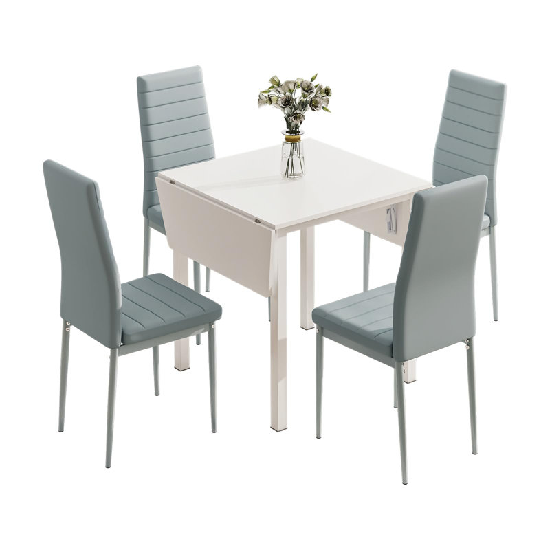 Canita 4 - Person Dining Set, Grey, White